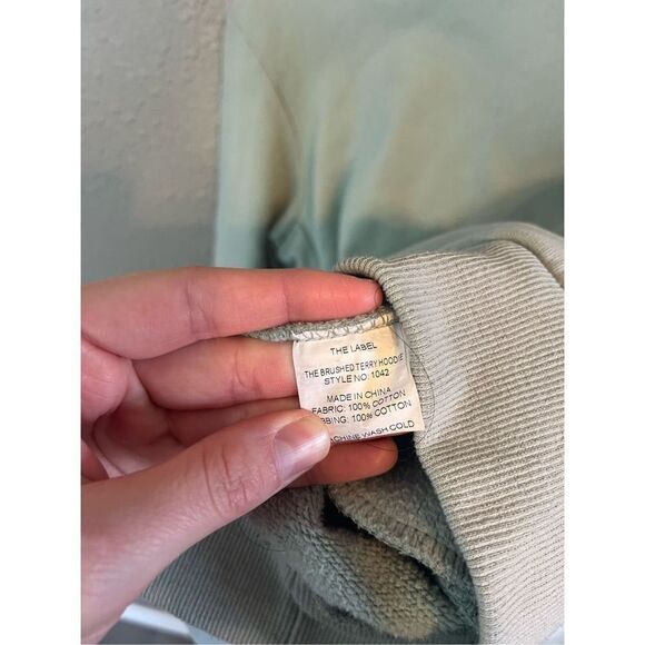The Label Brushed Terry Hoodie Mint Green Size Medium - Picture 6 of 7